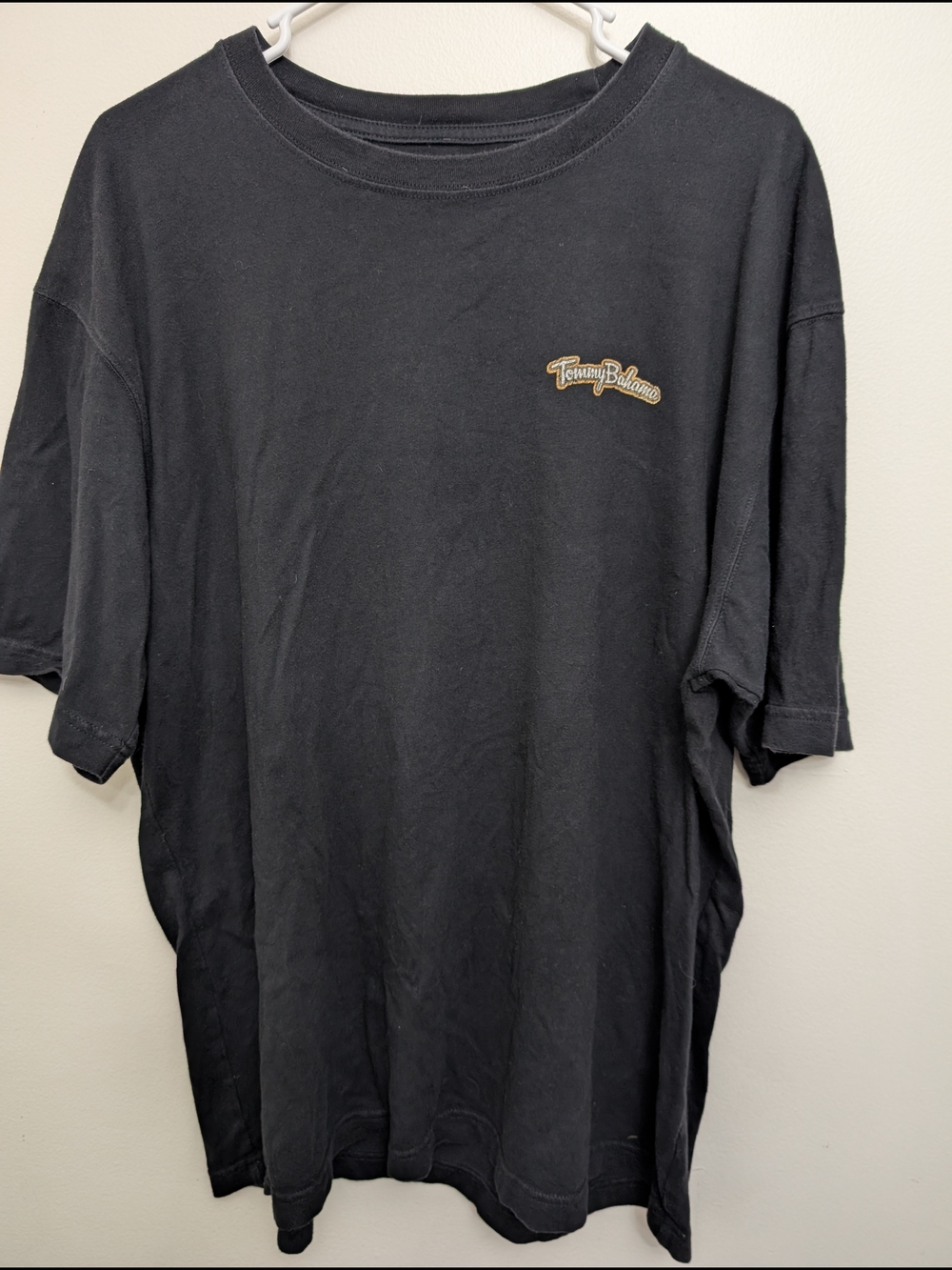 Tommy Bahama "Commander In Chef"  Black Crew Neck T-Shirt with Gold Logo Size XL